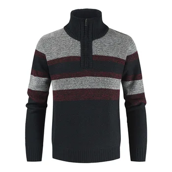 Внешняя торговля, осень и зима 2023, Новый мужской пуловер, вязаный свитер со стоячим вырезом, Повседневный цветной свитер с длинным рукавом.