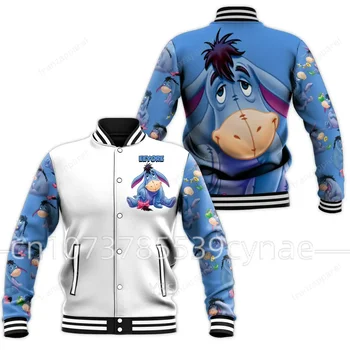 Бейсбольная куртка Disney Eeyore 2023, Мужская и Женская куртка в стиле хип-хоп Харадзюку, Уличная одежда, Свободное пальто для мальчиков и девочек
