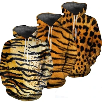 Новое модное забавное 3D животное Лев Тигр Леопардовый принт Одежда с принтом Тигра Толстовка с капюшоном Мужская Женская Повседневная толстовка Пуловер Топы с капюшоном
