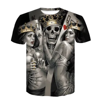 2023 Новая 3D футболка с черепом из тяжелого металла, панк-фестиваль, рок-футболка, Мужская Повседневная футболка с принтом, O-образный вырез, Хип-Хоп, Короткий рукав, Плюс Размер