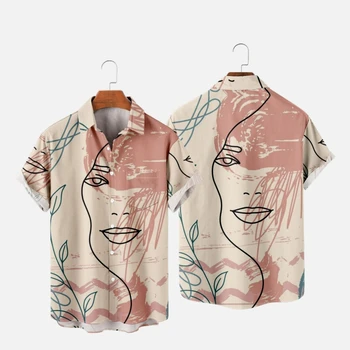 Мужская гавайская футболка для женщин, абстрактная художественная роспись, модная рубашка Harajuku Hombre, повседневная пляжная одежда большого размера 7