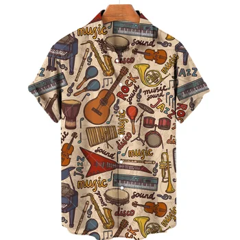 Мужская рубашка с 3D-принтом на заказ, модные топы с музыкальным рисунком, Летние рубашки оверсайз, футболка с гитарным инструментом, мужская одежда Camisetas
