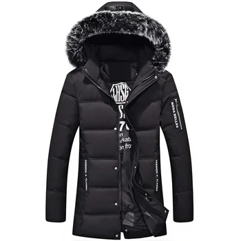 Новое мужское повседневное однотонное хлопчатобумажное пальто, осенне-зимнее утолщенное теплое пуховое пальто средней длины с капюшоном