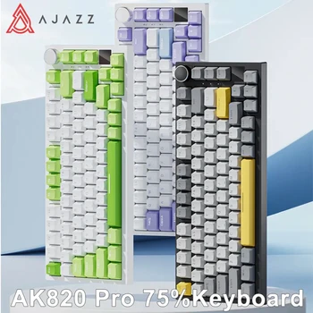 Трехрежимная игровая механическая клавиатура Ajazz Ak820 RGB с 82 клавишами, беспроводная геймерская клавиатура Bluetooth 2,4 ГГц, специальная прокладка для ПК-ноутбука
