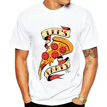 Купоны на скидку, мужская футболка с татуировкой Old School, футболка Pizza Lets Party Team, анти-Пиллинг, 100% Органический хлопок, Ретро-рисунок
