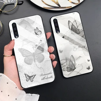 Креативный Чехол для телефона с бабочкой SAMSUNG Galaxy A54 A14 A53 A23 A13 A52 A32 A22 A21 5G A03S A02 A03 из закаленного стекла