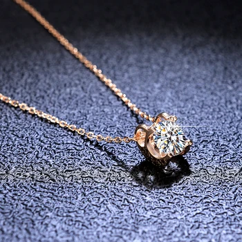 Ожерелье для женщин Бесплатная доставка, Муассанитовое ожерелье, винтажное ожерелье из розового золота круглой огранки, подарочная подвеска на годовщину свадьбы