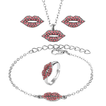 2023 модное горячее сексуальное ожерелье с красными губами, женское ювелирное ожерелье из горного хрусталя, сексуальный стиль, серебряные цепочки-цепочки для подарков на вечеринку