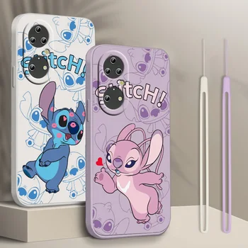 Симпатичный Disney Stitch для Huawei Y90 Y61 P50 P40 P30 P20 10 P Smart Z Pro Lite Plus 2021 Чехол для телефона с жидкой веревкой