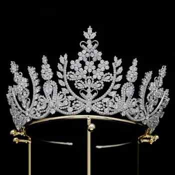 Модные женские короны с кристаллами CZ Silver Queen Crown Для праздничного костюма Головной убор на День рождения Выпускной в наличии SPBH2304