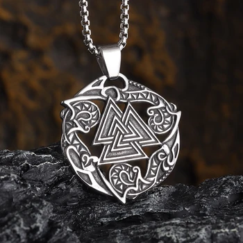 Норвежская мифология, Один, медаль Валькнута, кулон, ожерелье для мужчин, винтажный шарм личности, треугольник викингов, амулет, ювелирные изделия