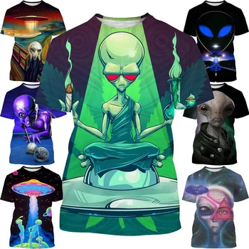 Новая футболка UFO Alien Speciesion Invasion, Повседневная Мужская/Женская Летняя Футболка в стиле Хип-Хоп С Коротким рукавом