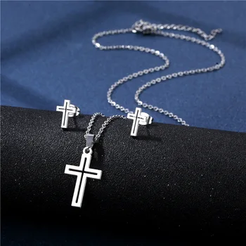 Ожерелье из титановой стали, женская Полая цепочка для свитера с крестом, Женский Набор аксессуаров в стиле хип-хоп для холодного ветра