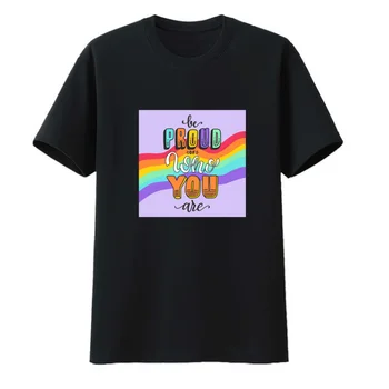 Гордись тем, кто ты есть, Хлопковая футболка в стиле ЛГБТ, цвет радуги, мужская одежда с круглым вырезом и принтом, оригинальные мужские рубашки для отдыха, лето