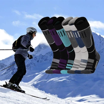 Высококачественные влагоотводящие Лыжные Носки для взрослых до колен из Термальной шерсти Мериноса Бесшовной конструкции, Утепленные Спортивные Носки