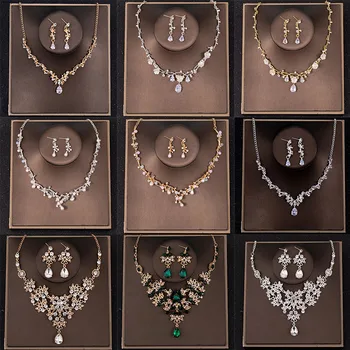 Свадебное ожерелье с кристаллами в стиле барокко, набор сережек для женщин, вечеринка Невесты, ожерелье со стразами, Набор сережек, Свадебный комплект ювелирных изделий для новобрачных