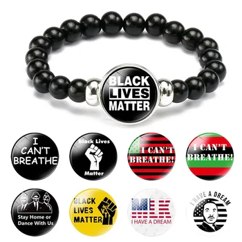 Браслет из бисера Black Lives Matter Американский Протестный Стеклянный купол С кнопками I Can'T Breathe Браслеты Подарок ювелирных изделий унисекс