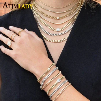 высококачественные женские браслеты шириной 5 мм классическая Бордюрная Кубинская цепочка золотого, серебряного цвета, простой кубинский браслет в стиле хип-хоп, ювелирные изделия