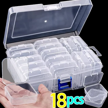 Новые цельные прозрачные квадратные пластиковые коробки с откидной крышкой, мини-коробка для хранения, упаковка для таблеток, Маленькая сумка для переноски, Органайзер для ювелирных изделий, Пылезащитный