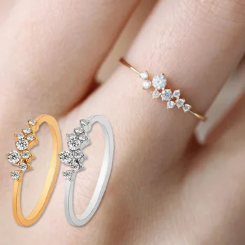 Кольцо со стразами золотого цвета Для женщин, простое Тонкое кольцо на палец, Обручальное Кольцо, Ювелирные Аксессуары, Подарок на Годовщину