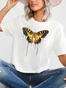 Бабочка, акварель, Милая футболка с коротким рукавом, графическая футболка с принтом, женская летняя футболка с героями мультфильмов, женские футболки, модная одежда