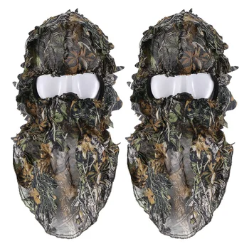 2X Камуфляжная Охотничья 3D маска для лица С листьями, капюшон, Головной убор для охоты и рыбалки, Камуфляжная шляпа