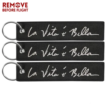 Модный автомобильный брелок La Vita E Bella, 3 предмета, черный брелок для ключей для автомобилей и мотоциклов, Брелоки с вышивкой, ювелирные изделия