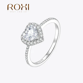 ROXI Изысканные Обручальные кольца с циркониевым сердечком 5A для женщин, кольца из стерлингового серебра 925 пробы, Обручальные украшения для новобрачных, свадебные украшения anillos
