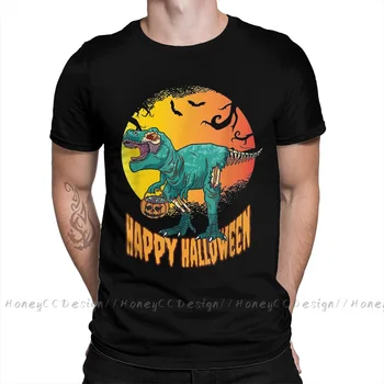 Футболка со скелетом динозавра на Хэллоуин, мужская футболка из 100% хлопка высшего качества с коротким летним рукавом, повседневная рубашка 
