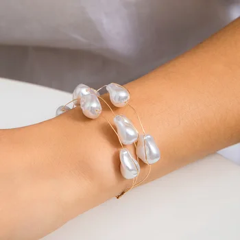 Ailodo, Многослойный браслет из искусственного жемчуга в стиле барокко Для женщин, Элегантный Свадебный браслет-оберег, Модные Украшения, Подарок для девочек