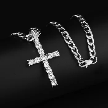 Мужское ожерелье с крестом в стиле хип-хоп с теннисной цепочкой из циркона толщиной 4 мм, ожерелья Iced Out Bling, хип-хоп Мужские ювелирные изделия, модный подарок