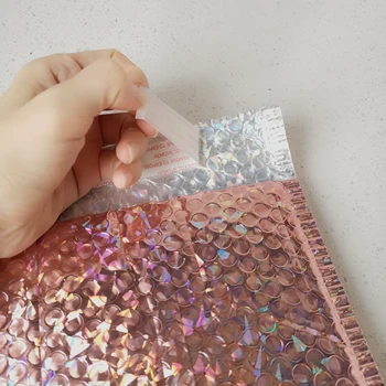 110шт Упаковка из лазерного розового золота 18x23 см, пузырчатая сумка с алюминиевым покрытием для предметов роскоши